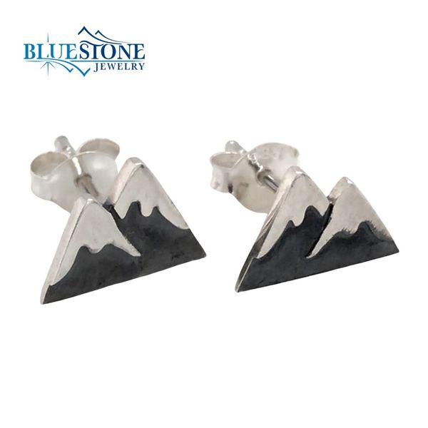 Sterling Silver Snow Capped Mountains Stud Earrings Bluestone Jewelry Tahoe City, CA