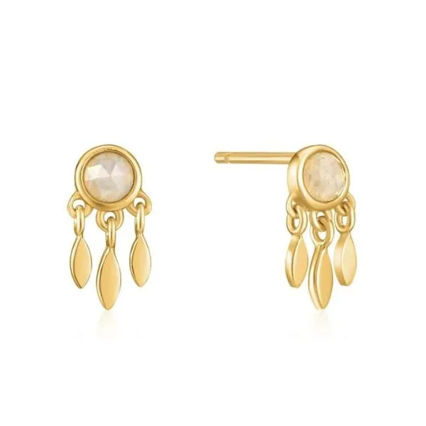 Gold Plated Stud Earrings with Labradorites