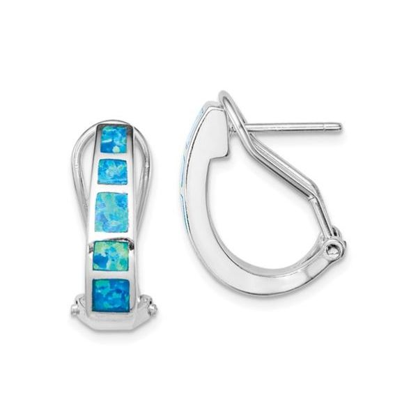 Sterling Silver Hoop Earrings with Lab-Opals Bluestone Jewelry Tahoe City, CA