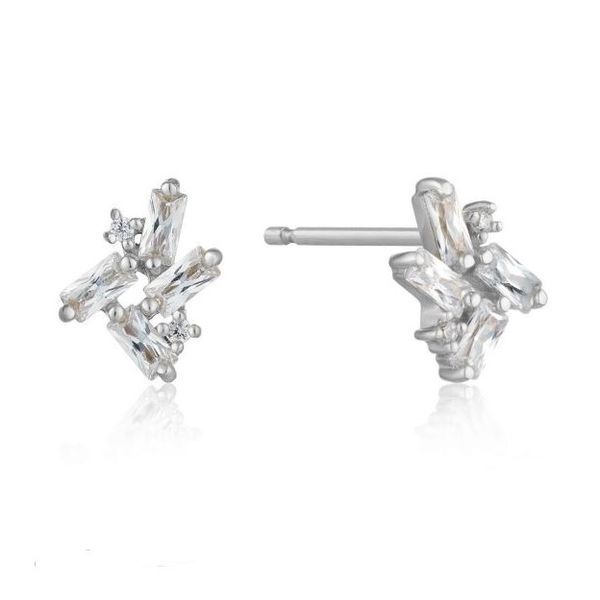 Sterling Silver Cluster Stud Earrings with Cubic Zirconias Bluestone Jewelry Tahoe City, CA