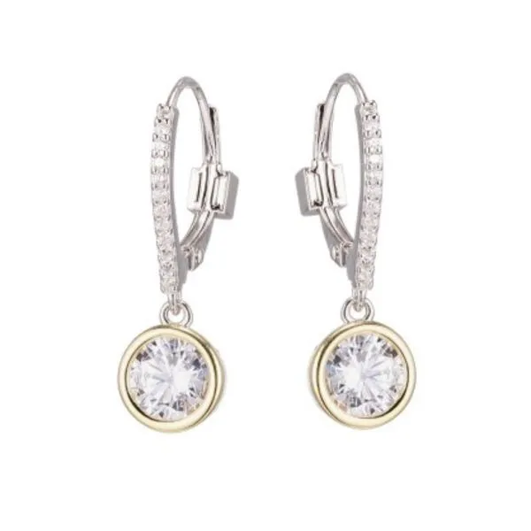 Silver and 14kt Yellow Gold Earrings with Cubic Zirconias and Rubies Bluestone Jewelry Tahoe City, CA