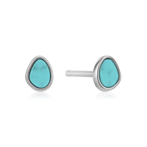 Silver Stud Earrings with Turquoise Bluestone Jewelry Tahoe City, CA