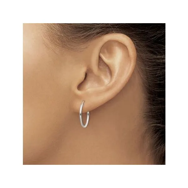 Sterling Silver 1.3mm Endless Hoop Earrings 19mm tall/wide Image 3 Bluestone Jewelry Tahoe City, CA