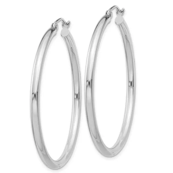 Sterling Silver Rhodium Plated Round Hoop Earrings. Measure 2.5mm x 42 Image 2 Bluestone Jewelry Tahoe City, CA