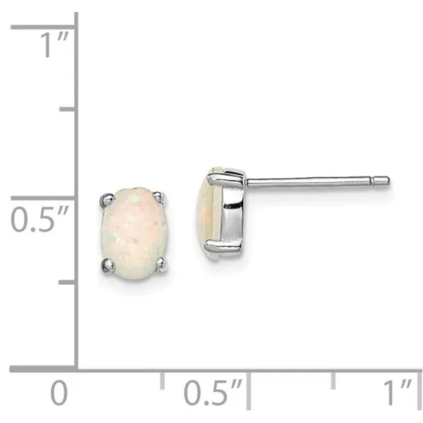 Sterling Silver White Opal Earrings- 7mm x 5mm Image 4 Bluestone Jewelry Tahoe City, CA