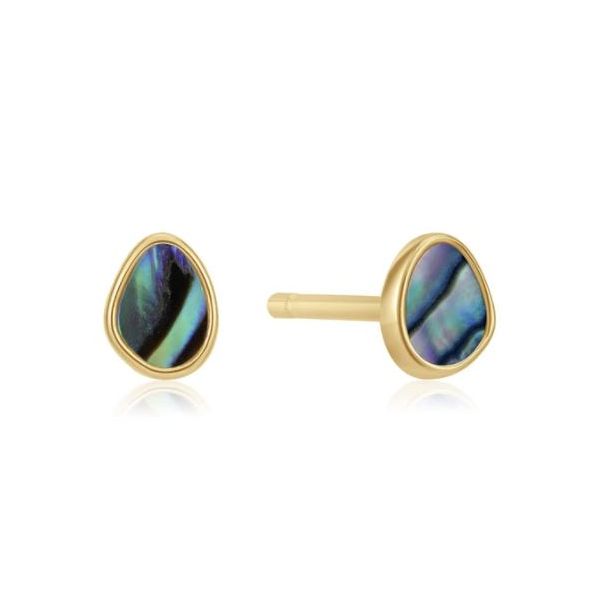 Gold Plated Stud Earrings with Abalone Bluestone Jewelry Tahoe City, CA