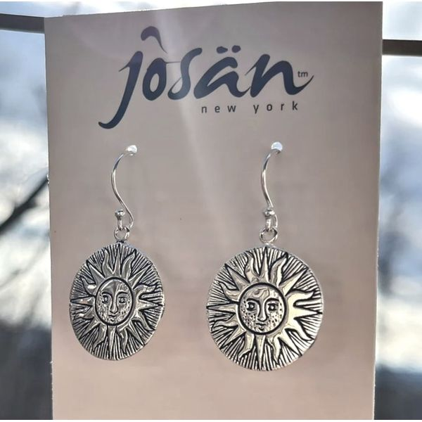 Sterling Silver Round Sun Face Earrings with French Hooks Featuring Ha Bluestone Jewelry Tahoe City, CA