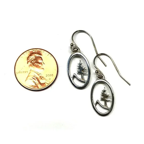Silver Medium Oval Tree and Mountain Earrings Image 3 Bluestone Jewelry Tahoe City, CA