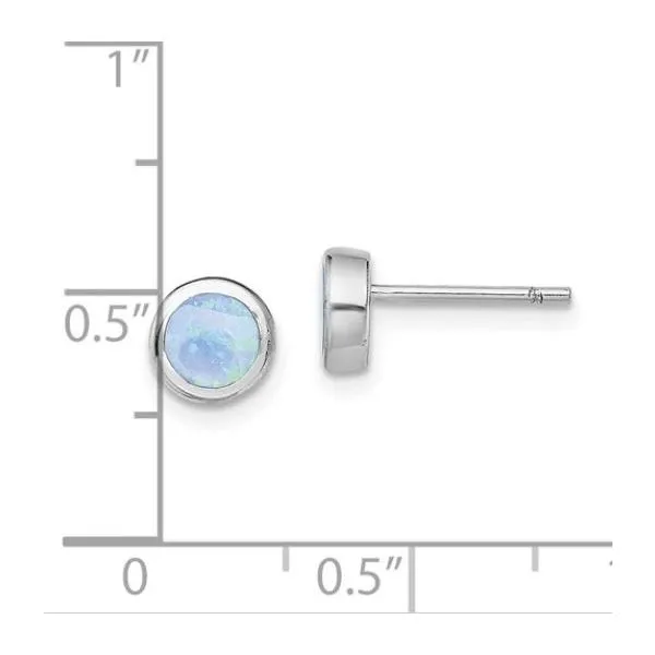 Sterling Silver Created Opal 6.1mm Stud Earrings Image 3 Bluestone Jewelry Tahoe City, CA