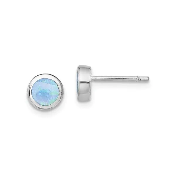 Sterling Silver Created Opal 6.1mm Stud Earrings Bluestone Jewelry Tahoe City, CA