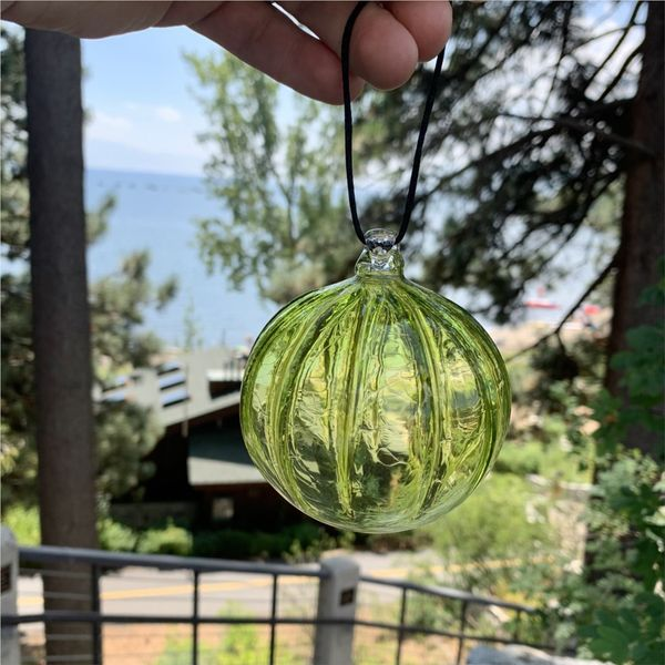 Custom Blown Glass Ornament in Yellow/Green Bluestone Jewelry Tahoe City, CA