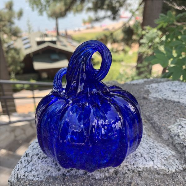 Custom Blown Glass Pumpkin with Blue  *size medium* Bluestone Jewelry Tahoe City, CA