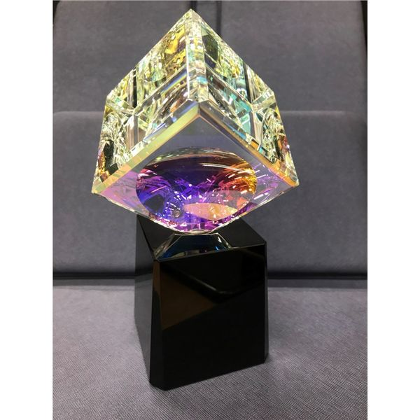 Cyrstal Glass Cube on base- 2.75 Inches Wide Image 2 Bluestone Jewelry Tahoe City, CA