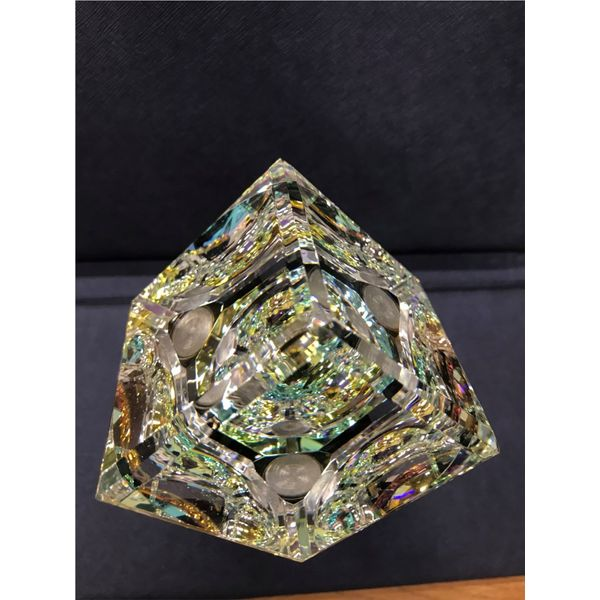 Cyrstal Glass Cube on base- 2.75 Inches Wide Image 3 Bluestone Jewelry Tahoe City, CA