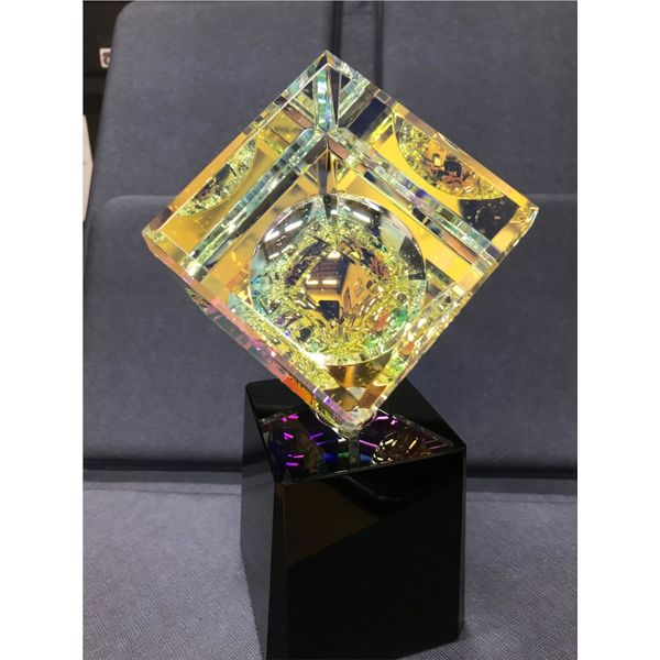 Cyrstal Glass Cube on base- 2.75 Inches Wide Bluestone Jewelry Tahoe City, CA