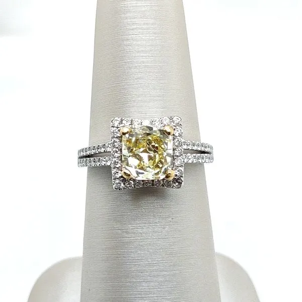 2.51TCW YELLOW DIAMOND TWO-TONE ENGAGEMENT RING Blue Water Jewelers Saint Augustine, FL