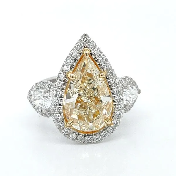 PEAR SHAPE FANCY YELLOW NATURAL DIAMOND ENGAGEMENT RING Image 3 Blue Water Jewelers Saint Augustine, FL