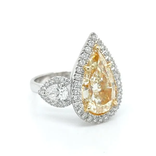 PEAR SHAPE FANCY YELLOW NATURAL DIAMOND ENGAGEMENT RING Blue Water Jewelers Saint Augustine, FL