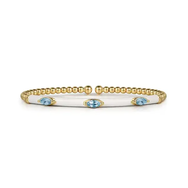 Gabriel & Co 14K Yellow Gold Colored Stone Bracelet Blue Water Jewelers Saint Augustine, FL