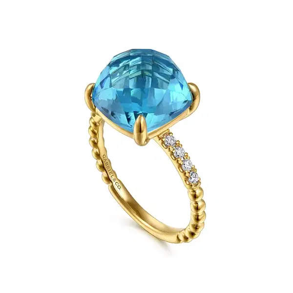 Gabriel & Co 14K Yellow Gold Ring Blue Water Jewelers Saint Augustine, FL