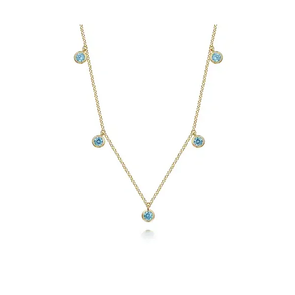 Gabriel & Co 14K Yellow Gold Colored Stone Necklace Blue Water Jewelers Saint Augustine, FL