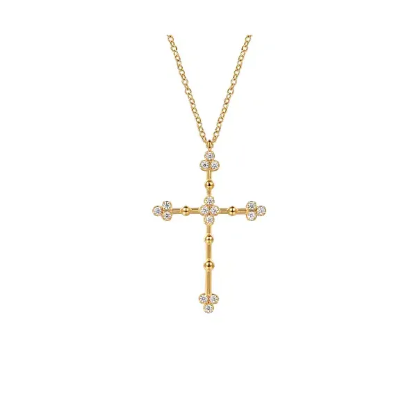 Gabriel & Co 14K Yellow Gold Diamond Necklace Blue Water Jewelers Saint Augustine, FL