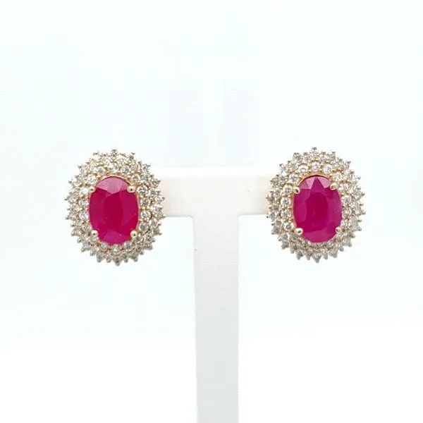 ROYAL JEWELRY MFG, INC. 14K Yellow Gold Colored Stone Earrings Blue Water Jewelers Saint Augustine, FL