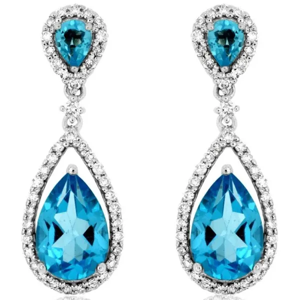 ROYAL JEWELRY MFG, INC. 14K White Gold Colored Stone Earrings Blue Water Jewelers Saint Augustine, FL