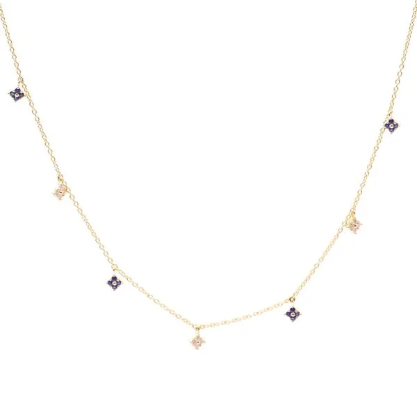 AUTHENTIC GEM IMPORTS 14K Yellow Gold Colored Stone Necklace Blue Water Jewelers Saint Augustine, FL