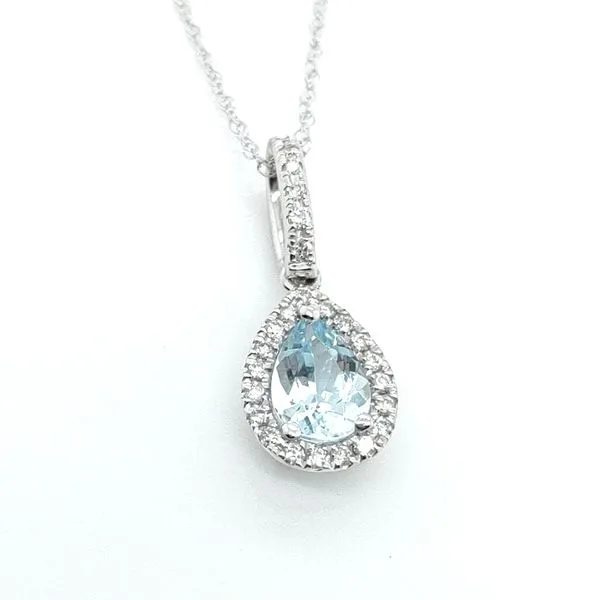 ROYAL JEWELRY MFG, INC. 14K White Gold Colored Stone Pendant Blue Water Jewelers Saint Augustine, FL