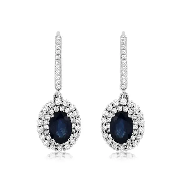 ROYAL JEWELRY MFG, INC. 14K White Gold Colored Stone Earrings Blue Water Jewelers Saint Augustine, FL