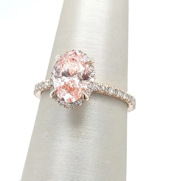 PINK LAB-GROWN DIAMOND HALO ENGAGEMENT RING Blue Water Jewelers Saint Augustine, FL