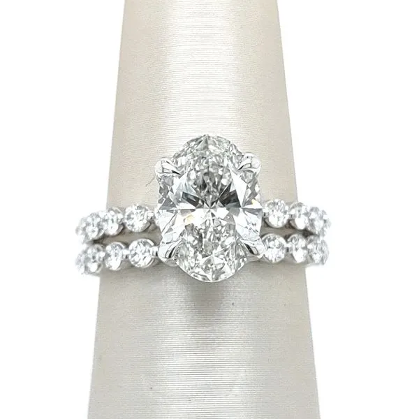 3.45 TCW OVAL BRILLIANT CUT LAB-GROWN DIAMOND ENGAGEMENT RING & WEDDING BAND Blue Water Jewelers Saint Augustine, FL