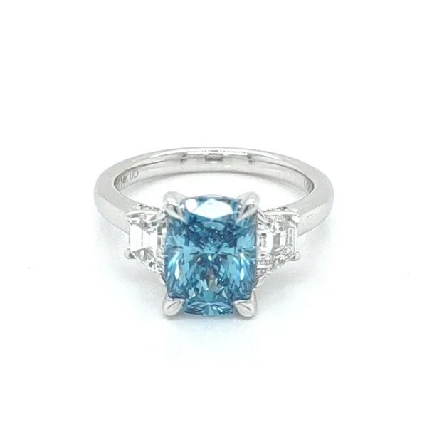 3.86 TCW CUSHION CUT FANCY VIVID BLUE LAB-GROWN DIAMOND ENGAGEMENT RING Blue Water Jewelers Saint Augustine, FL