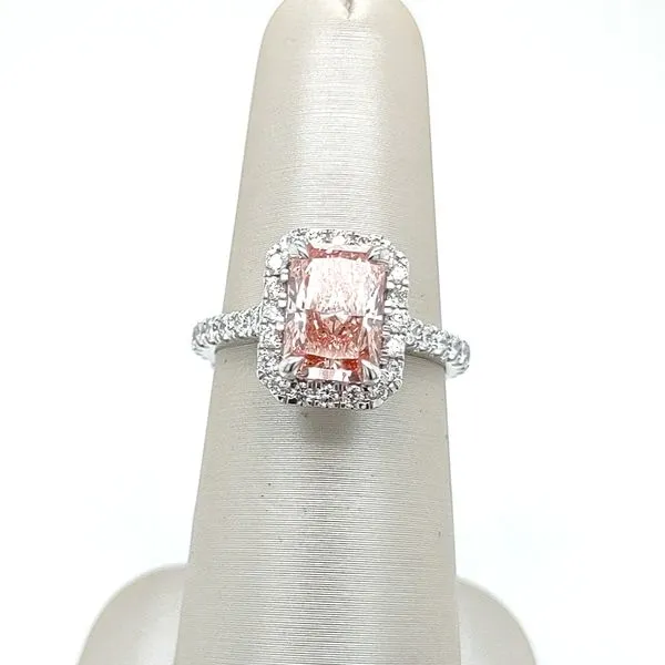2.75 TCW LIGHT PINK LAB-GROWN RADIANT DIAMOND HALO ENGAGEMENT RING Blue Water Jewelers Saint Augustine, FL