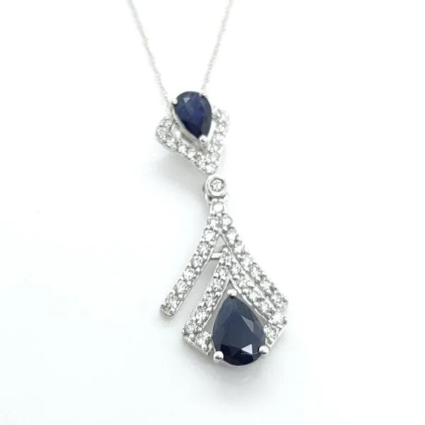ROYAL JEWELRY MFG, INC. 14K White Gold Colored Stone Pendant Blue Water Jewelers Saint Augustine, FL