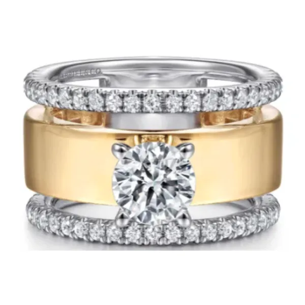 Gabriel & Co Two-Tone Diamond Semi-mount Ring Blue Water Jewelers Saint Augustine, FL