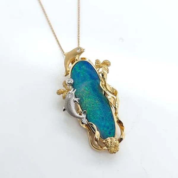Denny Wong 14K Yellow Gold Colored Stone Pendant Blue Water Jewelers Saint Augustine, FL