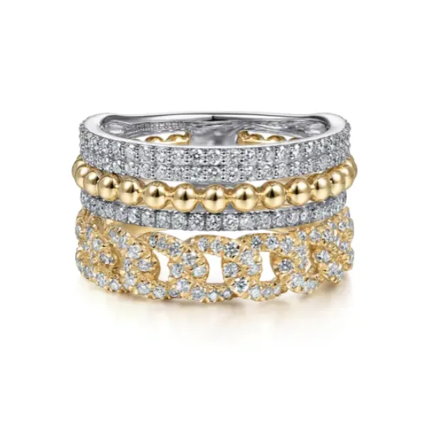 Gabriel & Co 14K Yellow Gold Fashion Ring Blue Water Jewelers Saint Augustine, FL