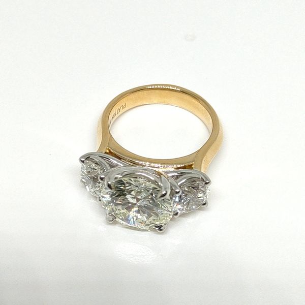 5.85 TCW Platinum/18K Yellow 3‑Stone Engagement Ring Image 5 Blue Water Jewelers St. Augustine, FL
