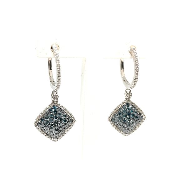 Estate Blue & White Diamond Drop Earrings – 18K White Gold, 0.88 TCW Image 2 Blue Water Jewelers St. Augustine, FL