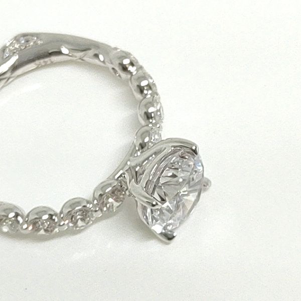 0.87 TCW Diamond Semi‑Mount Ring in 14K White/Pink Gold – 20 Round G/SI Diamonds, Signature Shank, Fits 2.00 CT Round Center (Not Included) Image 3 Blue Water Jewelers St. Augustine, FL