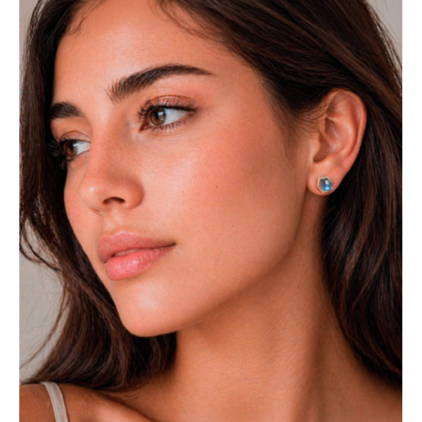 Hex Labradorite Earrings Image 2 Blue Water Jewelers St. Augustine, FL