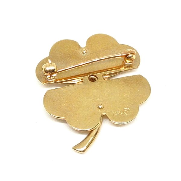 Estate 14K Gold Diamond Clover Brooch Image 2 Blue Water Jewelers Saint Augustine, FL