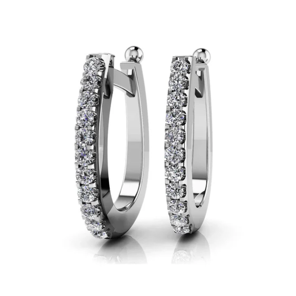 0.75 TCW I&acirc;�"J/SI Oblong 14K White Gold Hoop Earrings &acirc;�" 0.80" Blue Water Jewelers Saint Augustine, FL