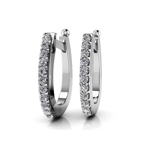 0.50ct Diamond 14K White Gold U&acirc;�'Hoop Earrings Blue Water Jewelers Saint Augustine, FL