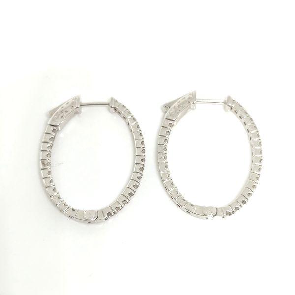 1.20 TCW Diamond Oblong Hoop Earrings in 18K White Gold (1.2") Image 3 Blue Water Jewelers St. Augustine, FL