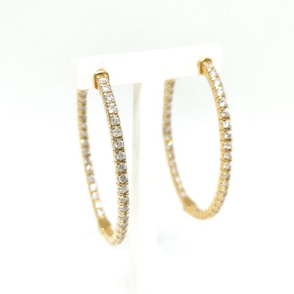 1.55 TCW Diamond Oblong Hoop Earrings in 18K Yellow Gold (1.5") Blue Water Jewelers Saint Augustine, FL