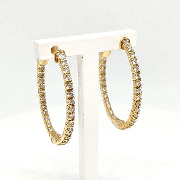 1.20 TCW Diamond Oblong Hoop Earrings in 18K Yellow Gold (1.2") Blue Water Jewelers Saint Augustine, FL