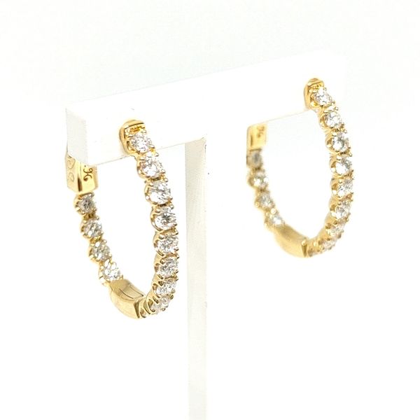 1.00 TCW Diamond Oblong Hoop Earrings in 18K Yellow Gold (0.5") Blue Water Jewelers Saint Augustine, FL